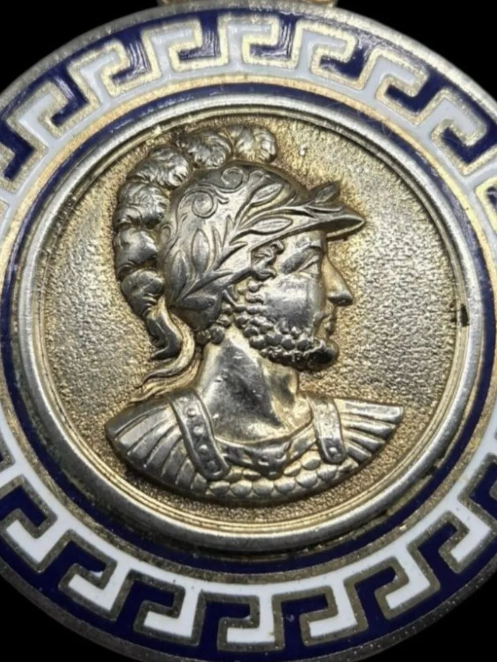 VTG Greek Revival Warrior Medallion Pendant Centurion Warrior Soldier Cameo
